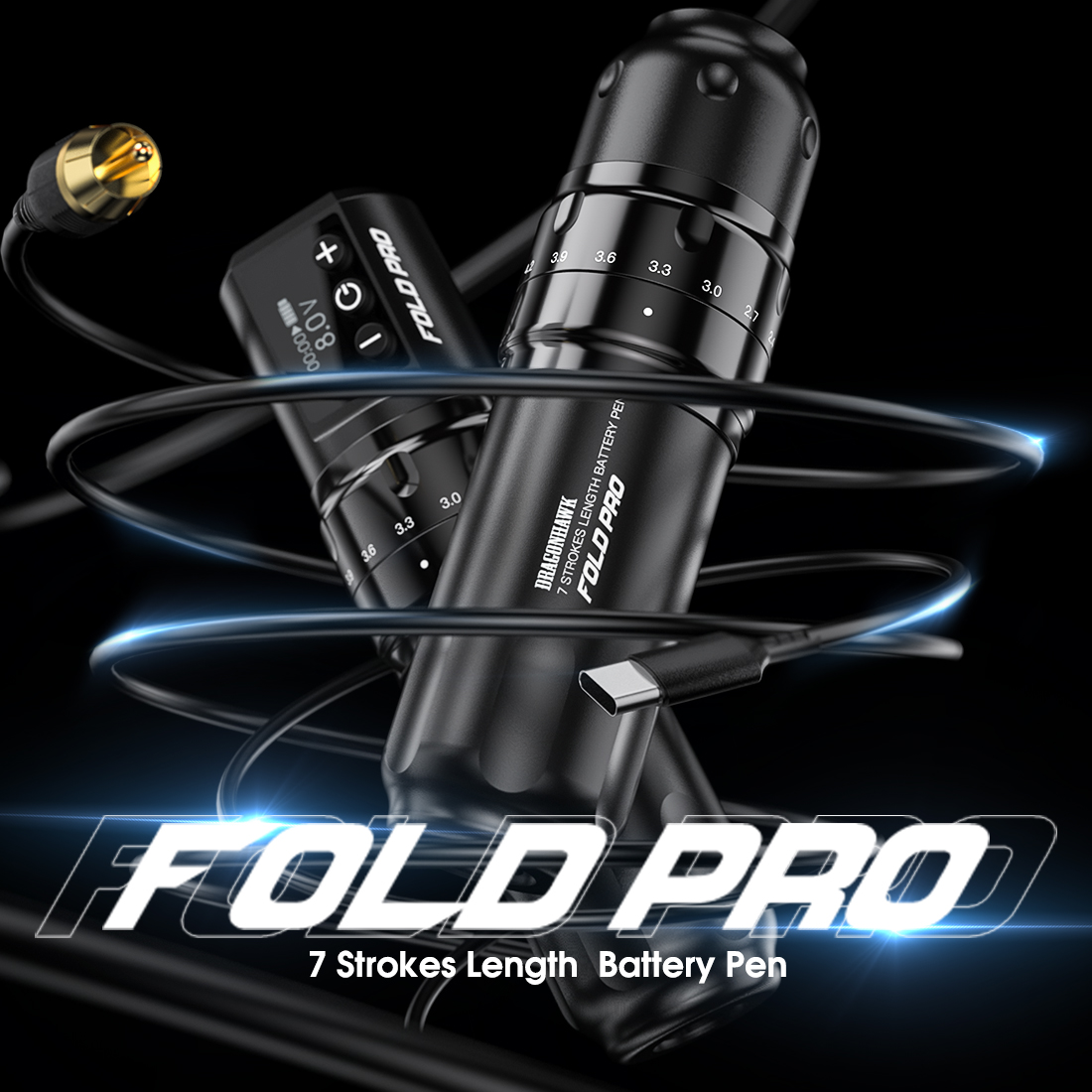 Dragonhawk Fold Pro Tattoo Pen Machine 2 Akkus