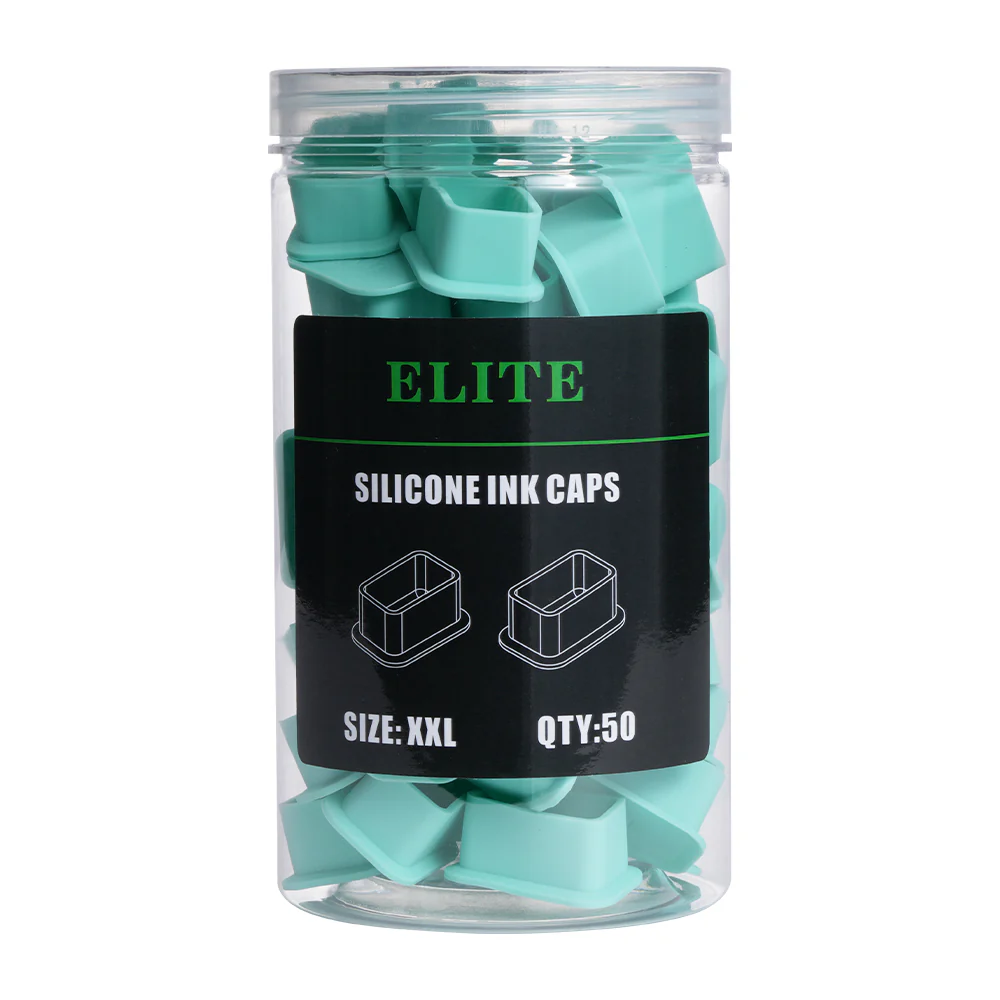 Elite - Silicone Ink Caps - XXL rectangular - green - 50 pcs