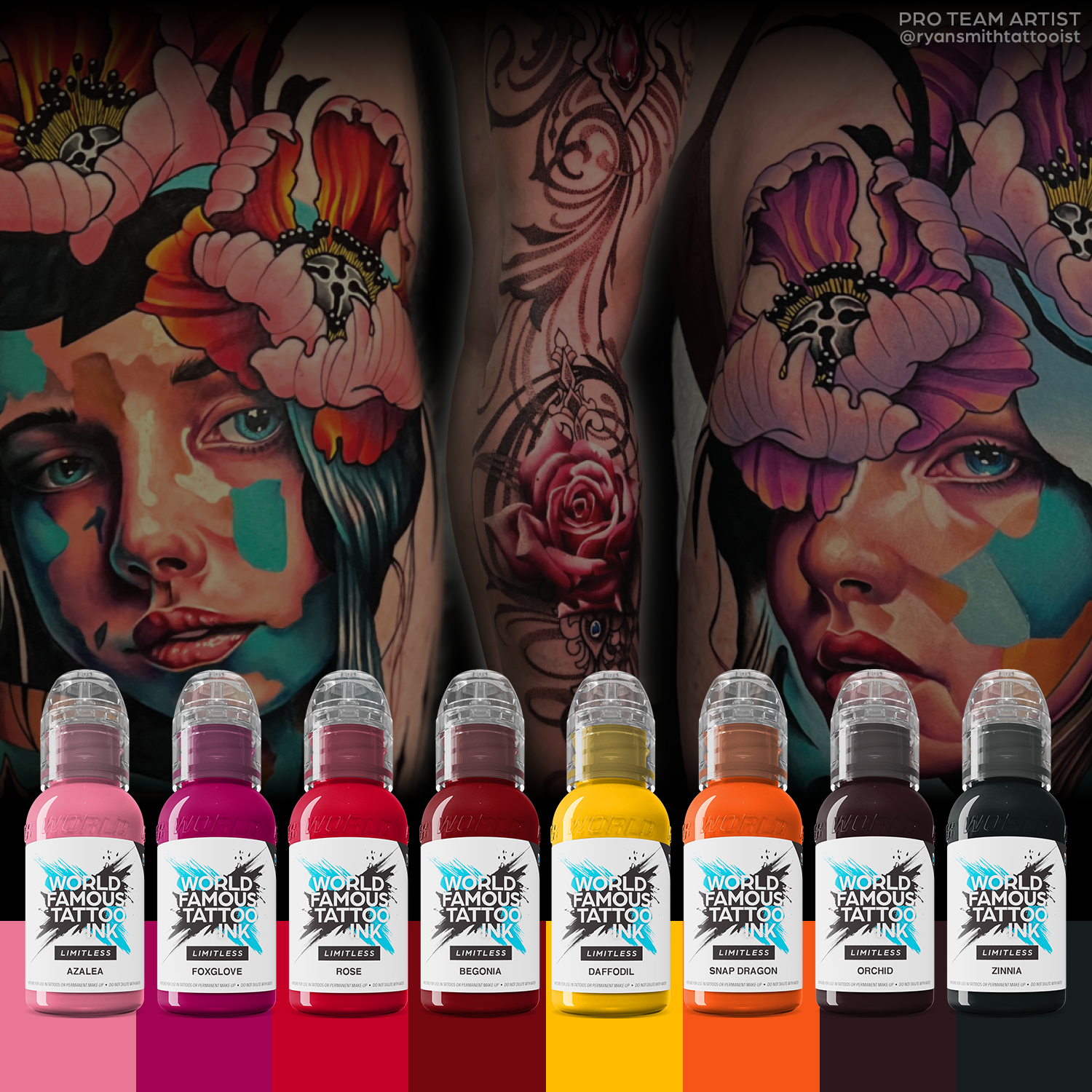 World Famous - Limitless Tattoo Ink - Ryan Smith Flower Set - 8 x 30 ml