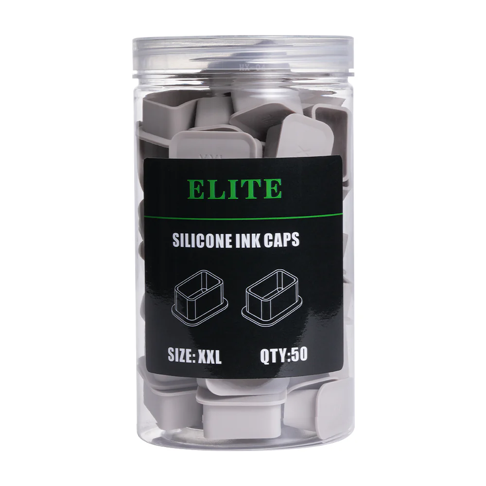 Elite - Silicone Ink Caps - XXL rectangular - gray - 50 pcs