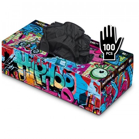 Graffiti Gloves Nitril Handschuhe Schwarz 100 Stk S