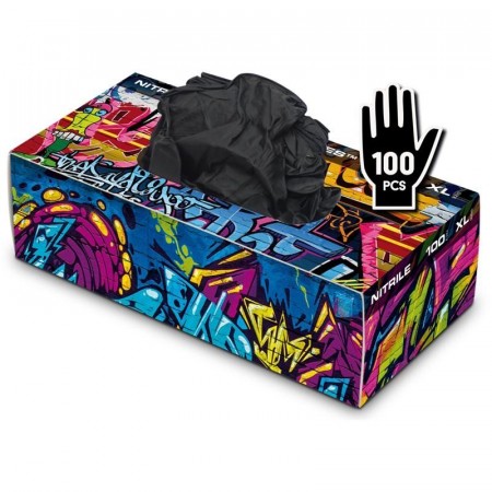 Graffiti Gloves Nitril Handschuhe Schwarz 100 Stk XL