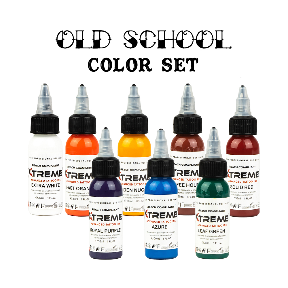 Xtreme Ink - Tattoo Farbe - Old School Color Set - 8 x 30 ml