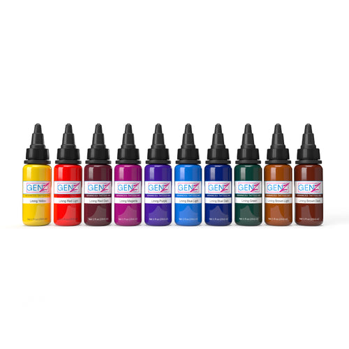 Tattoofarben Intenze GEN Z Color Lining Set 10 x 30ml Flaschen