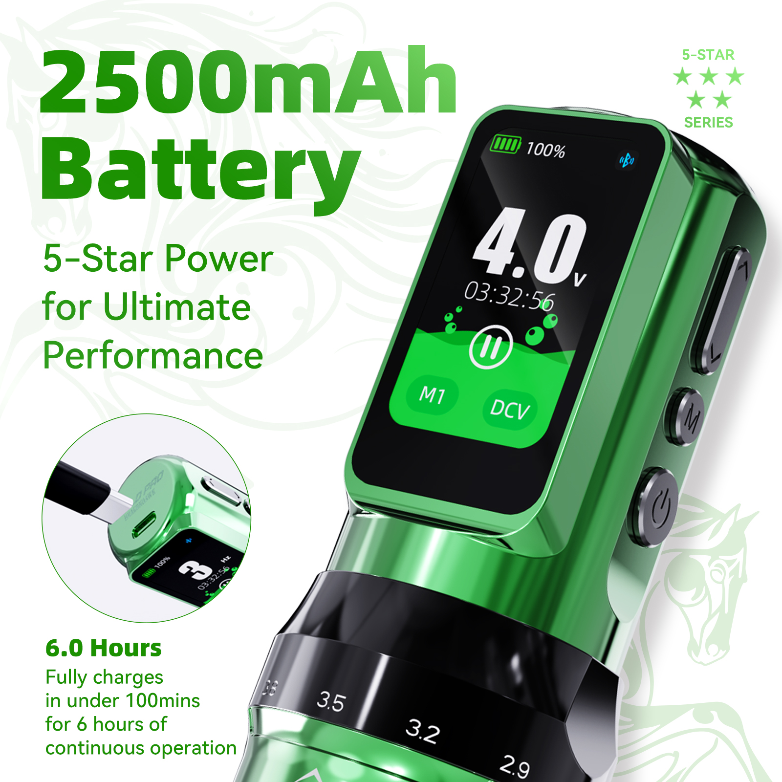 Dragonhawk Fold Pro Year of the Horse Edition - Wireless Tattoo Machine