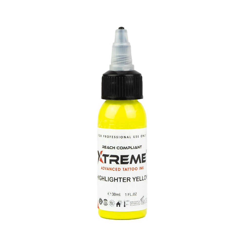 Tattoofarbe Xtreme Ink highlighter yellow 30ml Flasche