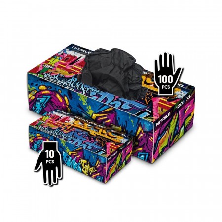 Graffiti Gloves - Handschuhe - Nitril - Schwarz 100 Stk L