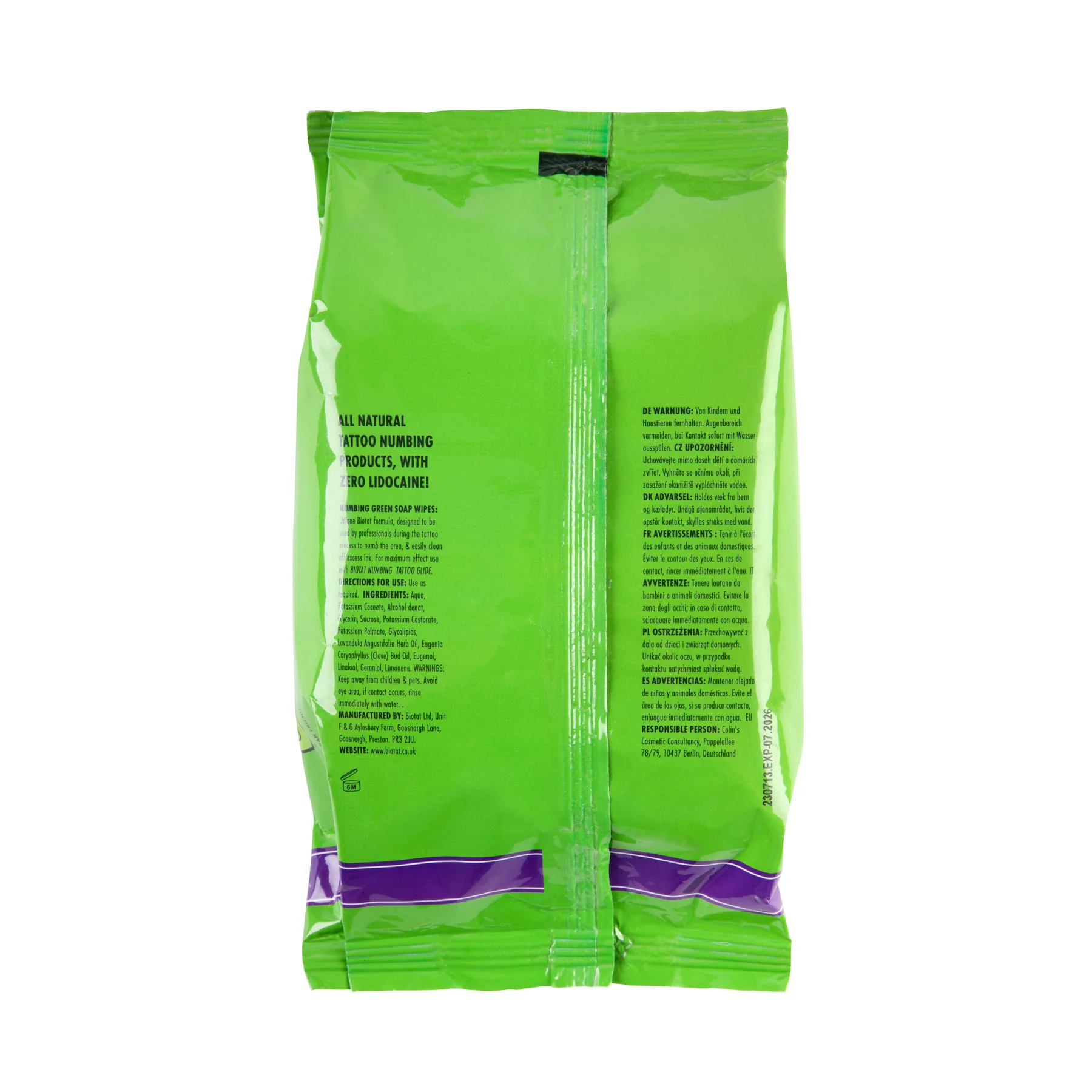 Numbing Tattoo Green Soap Wipes Biotat 40 Biotat Numbing Tattoo Green Soap Wipes 40 Stk