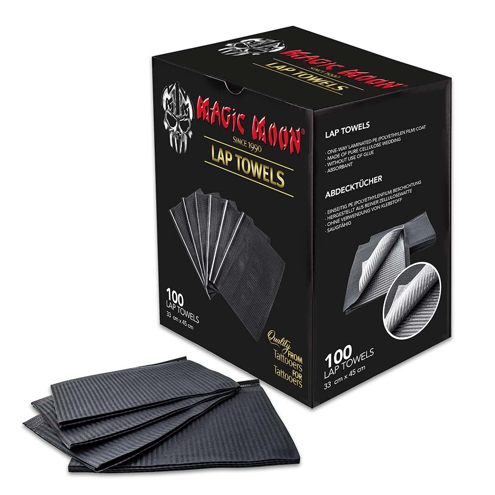 Magic Moon - Lap Towles - Cover Wipes non-slip and impermeable - Black - 33 x 45 - 100 pcs
