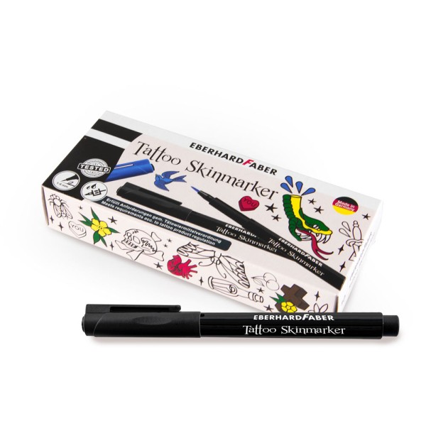 Eberhard Faber - Tattoo Skinmarker - Hard Brush - Black - 1 pen Eberhard Faber - Tattoo Skinmarker - Soft Brush - 1 pen - color variations