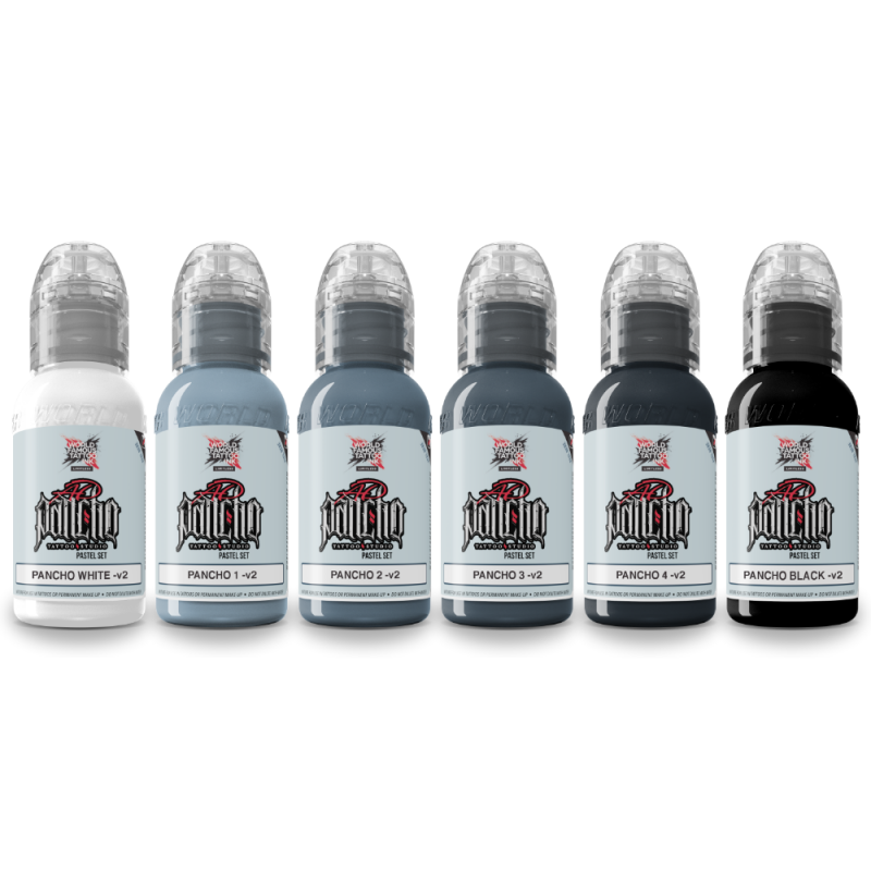 World Famous Limitless Tattoo Ink A.D. Pancho Pastel Grey Ink Set v2